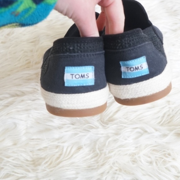 Mens Toms Black Corduroy Rope Classic Slip ons - Picture 2 of 7